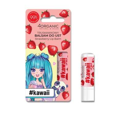 4organic #Kawaii Naturalny balsam do ust Strawberry, 5g
