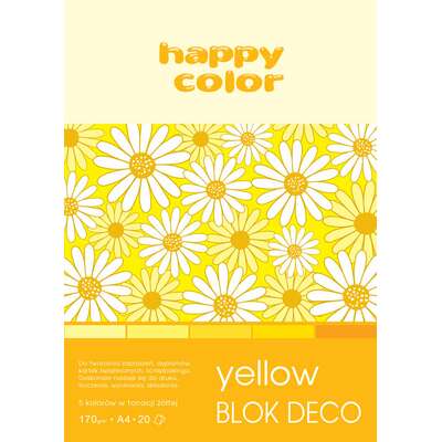 Blok Deco Yellow A4, 5 kolorów tonacja żółta 5 sztuk (USZKODZONE OPAKOWANIE)