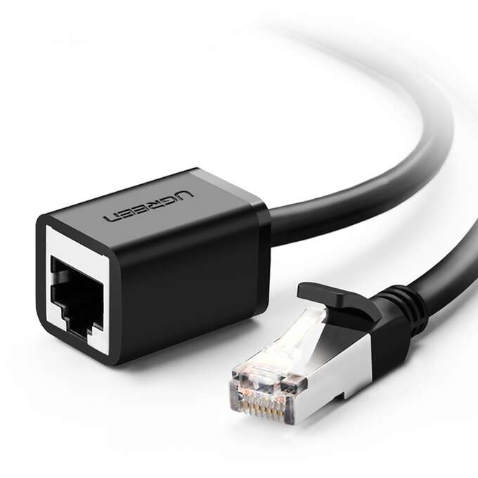 Kabel Ugreen NW112 11278 sieciowy Ethernet RJ45 (żeński) - RJ45 (męski) F/UTP Cat. 6 1 Gbps 0.5m - czarny