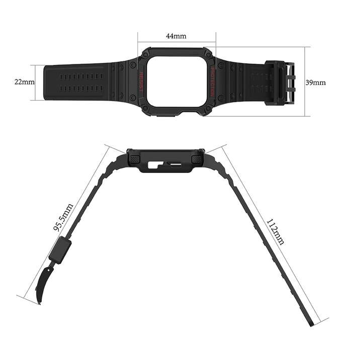 Protect Strap Band opaska z etui do Apple Watch 7 / 6 / 5 / 4 / 3 / 2 / SE (41 / 40 / 38mm) obudowa pancerny pokrowiec na zegarek przezroczysty