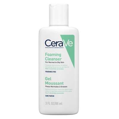 (FR) CeraVe Foaming Cleanser, Oczyszczający Żel do skóry normalnej i tłustej, 88 ml (3337875597340)