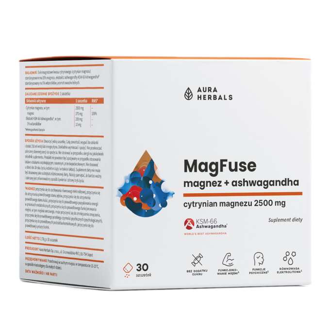Aura Herbals MagFuse Magnez + Ashwagandha, 30 saszetek