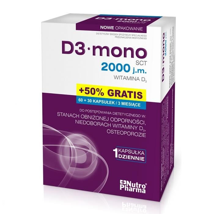 D3 Mono, 90 kapsułek - Długi termin ważności!