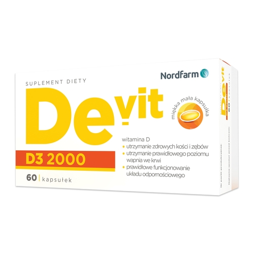 De-vit D3 2000, 60 kapsułek - Długi termin ważności!