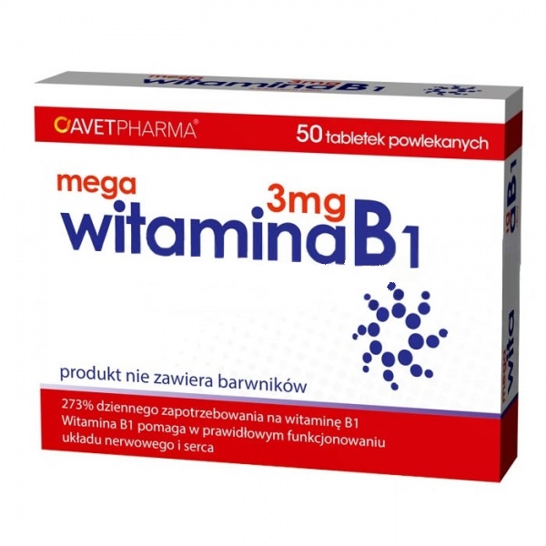 Mega Witamina B1 3mg 50 tabletek - Długi termin ważności!